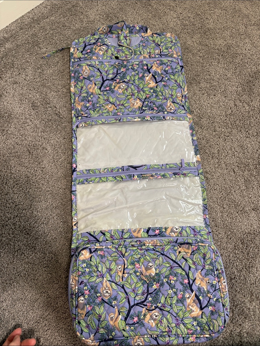 Vera Bradley sloth pattern travel organizer quilted toiletry bag